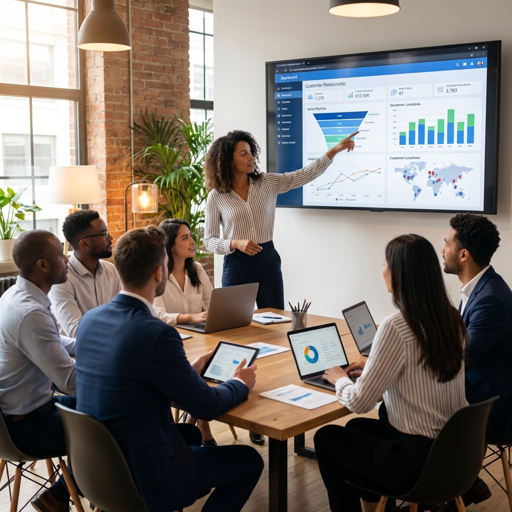 Ekip CRM verileri üzerinde çalışıyor - işbirliği ve müşteri analizi