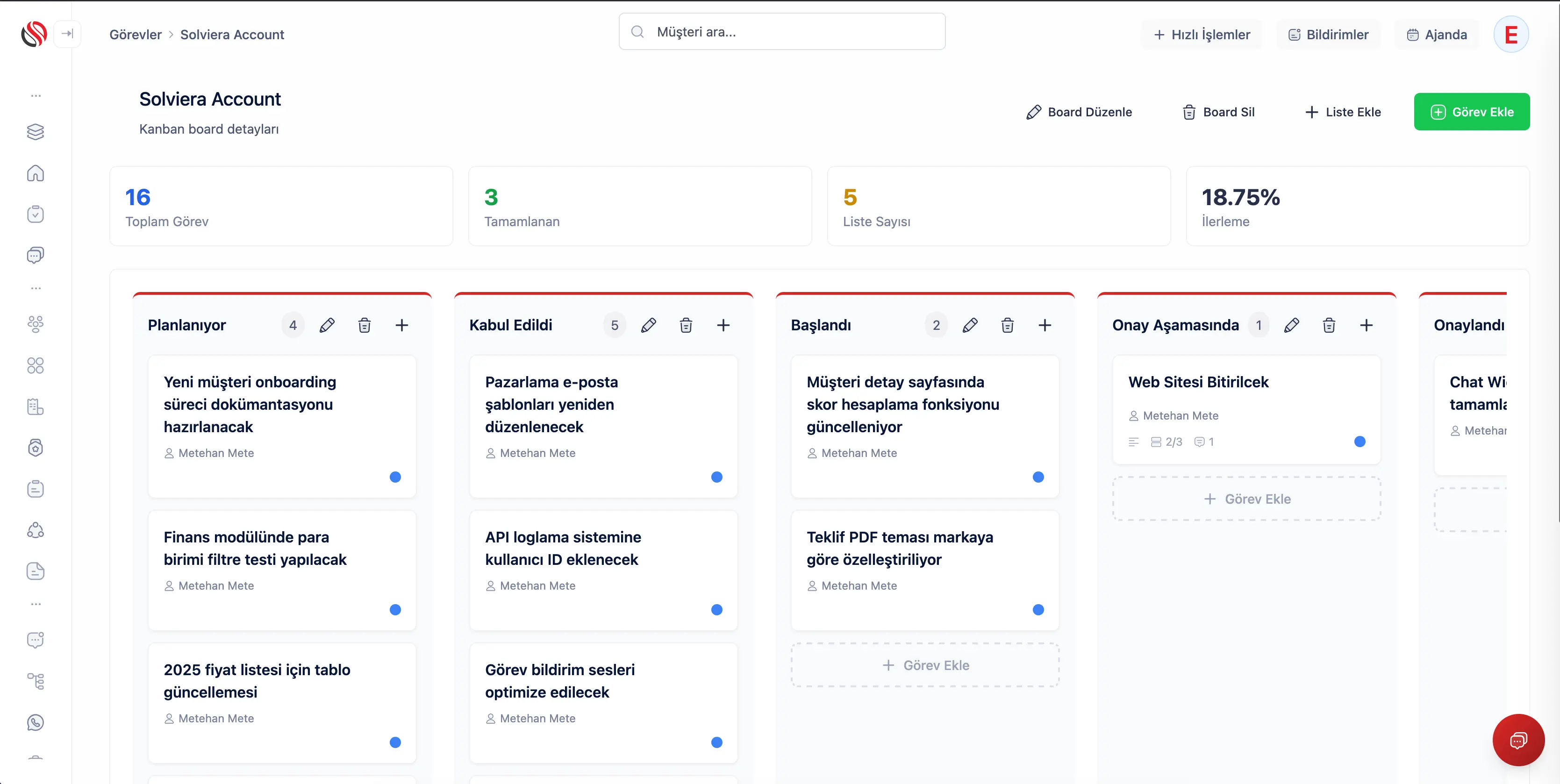 CRM Görev Yönetimi - Kanban Board ve Ekip Koordinasyonu