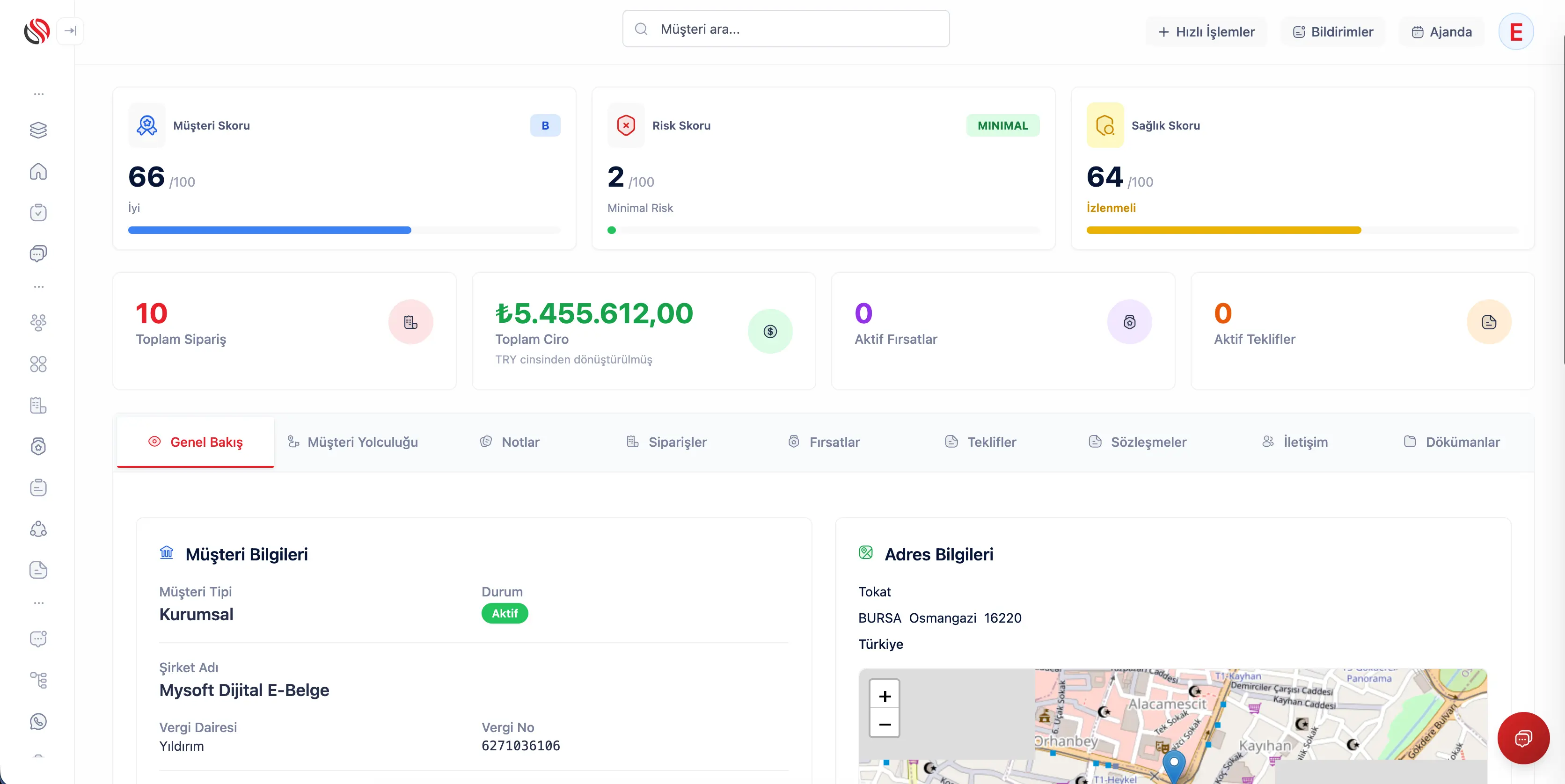 CRM Müşteri Yönetimi Ekranı - 360 Derece Müşteri Profili ve İletişim Geçmişi