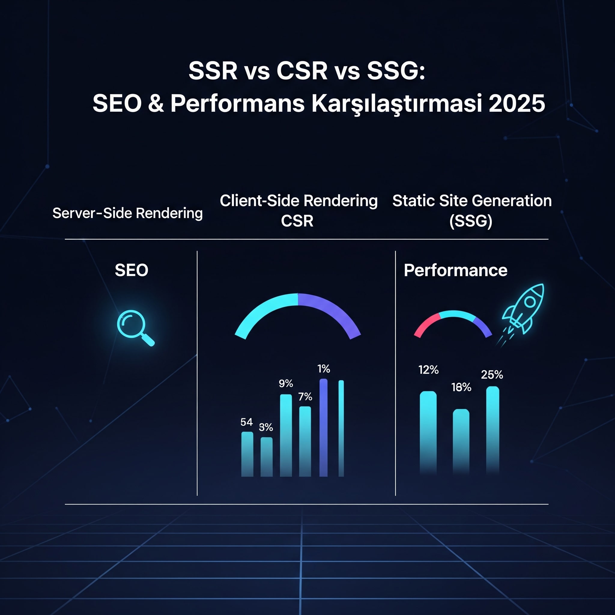 SSR vs CSR vs SSG: SEO & Performans Karşılaştırması 2025
